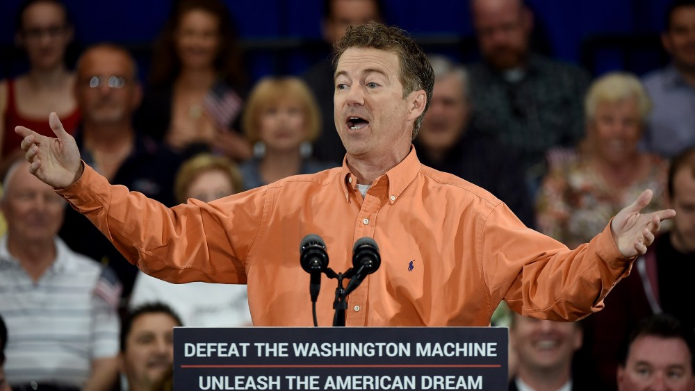 Republican presidential candidate US Sen. Rand Paul (R-KY) speaks during a rally at the Desert Vista Community Center on April 11, 2015 in Las Vegas, Nev. (Photo by Ethan Miller/Getty)
