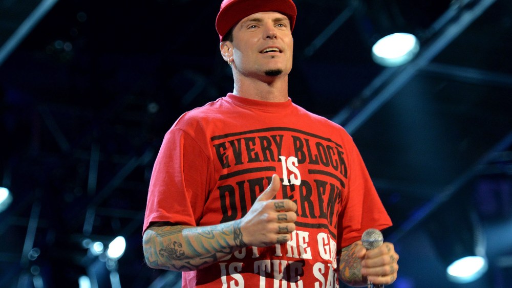 Rapper Vanilla Ice performing onstage in New Orleans in 2014.