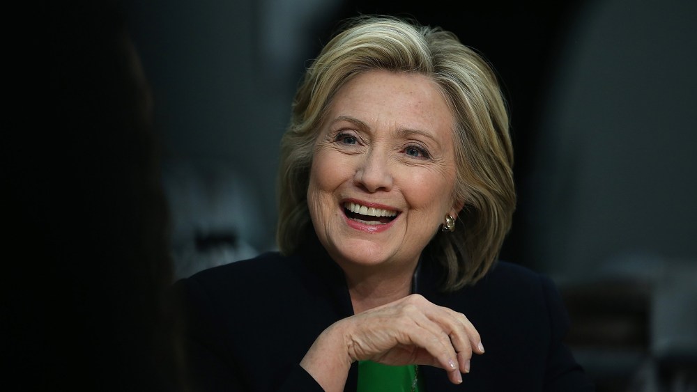 Democratic presidential hopeful and former Secretary of State Hillary Clinton speaks during a roundtable discussion with students and educators at the Kirkwood Community College on April 14, 2015. (Photo by Justin Sullivan/Getty)
