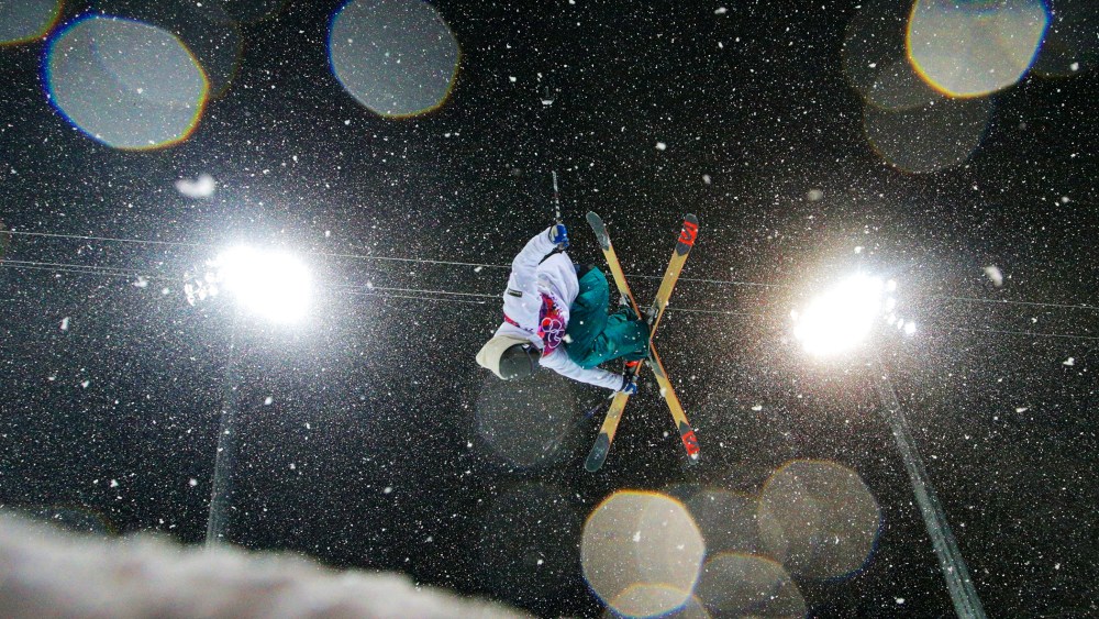Antti-Jussi Kemppainen of Finland competes in the Freestyle Skiing Men's Ski Halfpipe Finals on day eleven of the 2014 Sochi Olympics.