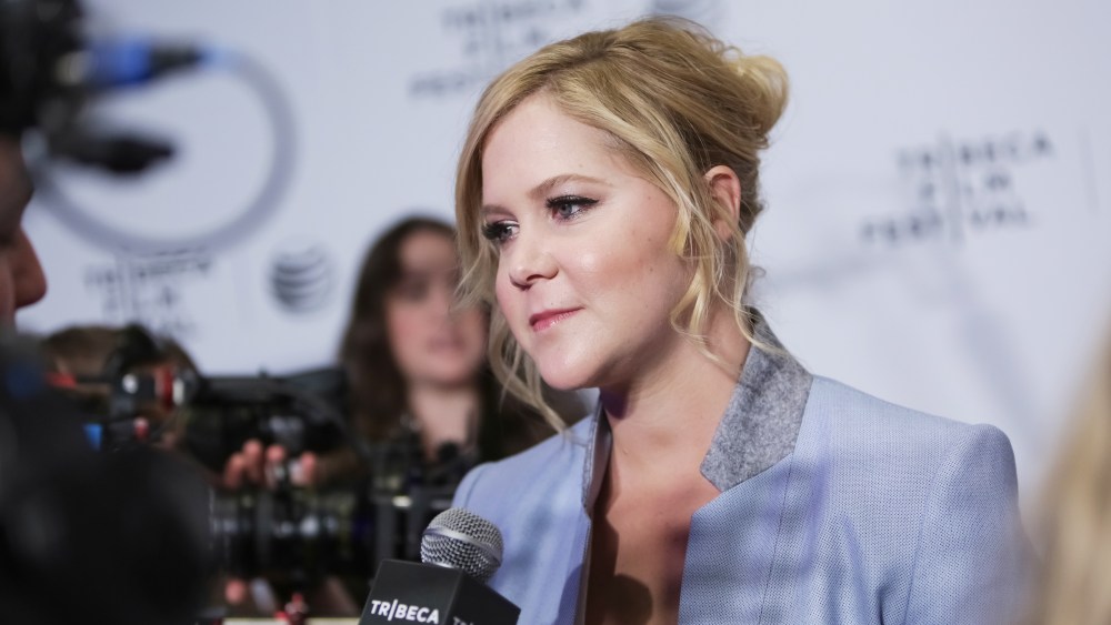 Comedian Amy Schumer speaks to the media during Tribeca Talks: Inside Amy Schumer during the 2015 Tribeca Film Festival at Spring Studios on April 19, 2015 in New York City. (Photo by Brent N. Clarke/FilmMagic/Getty)