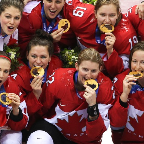 Canadian women beat the USA 3-1 in overtime in the women's hockey final at the Bolshoy arena.