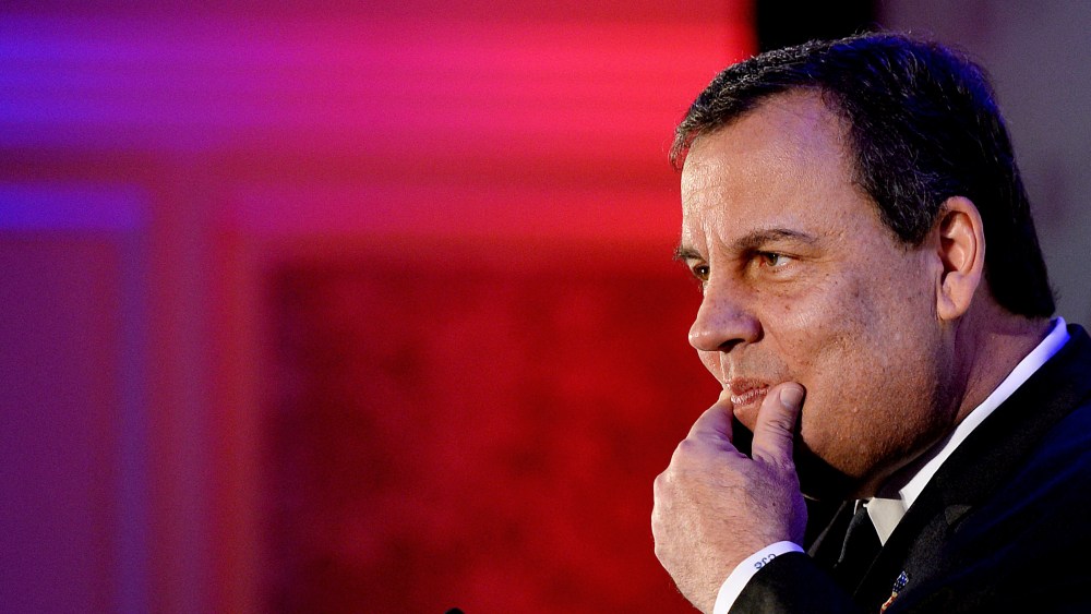 New Jersey Governor Chris Christie addresses VA Consumer Electronics Association during a Leadership Series discussion at the Ritz-Carlton on May 1, 2015 in McLean, Va. (Photo by Olivier Douliery/Getty)