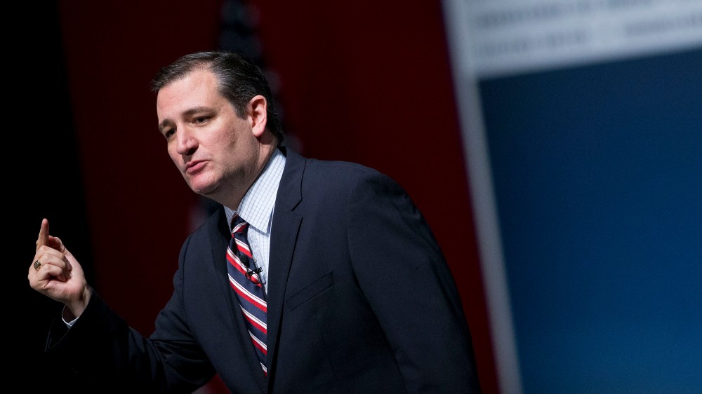 Senator Ted Cruz speaks during the South Carolina Freedom Summit in Greenville, S.C. on May 9, 2015. (Photo by Andrew Harrer/Bloomberg/Getty)