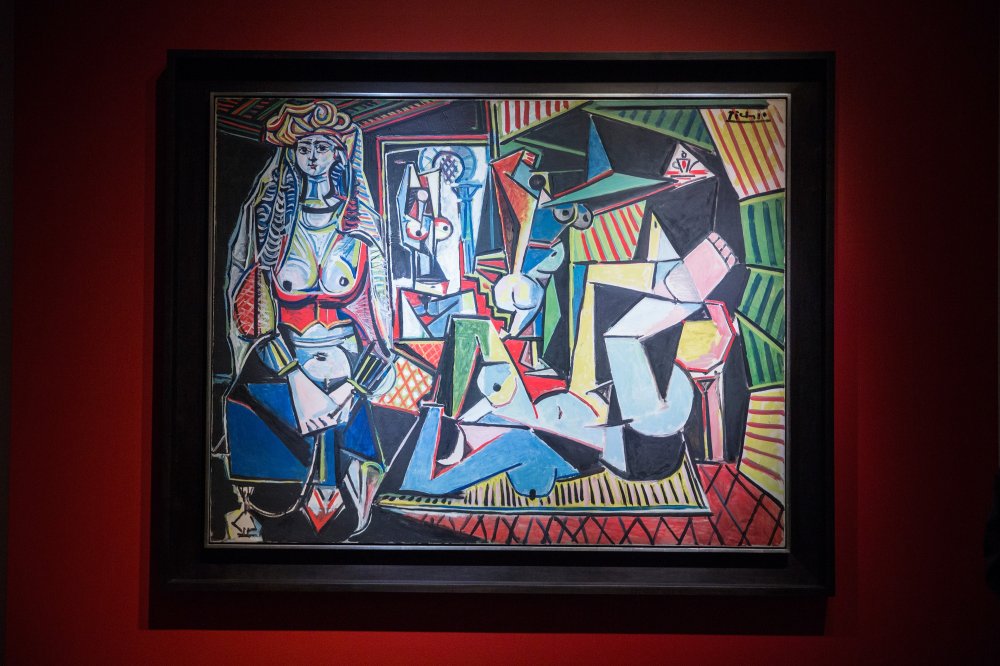 The painting "Les femmes d'Alger (Version O)" by Pablo Picasso is displayed at Christie's on May 11, 2015 in New York City.