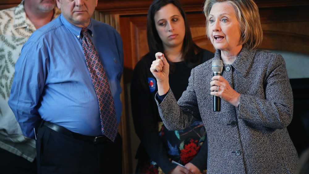 Former U.S. Secretary of State Hillary Clinton speaks during a grassroots-organizing event on May 18, 2015 in Mason City, Iowa. (Photo by Scott Olson/Getty)