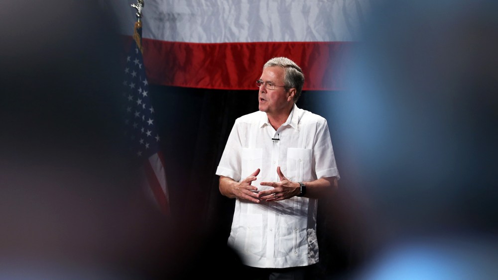 Jeb Bush Attends Reception Hosted By Right To Rise PAC. (Photo by Joe Raedle/Getty)
