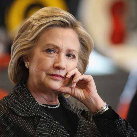 Democratic presidential hopeful and former Secretary of State Hillary Clinton hosts a small business forum at Bike Tech bicycle shop on May 19, 2015 in Cedar Falls, Iowa. (Photo by Scott Olson/Getty)