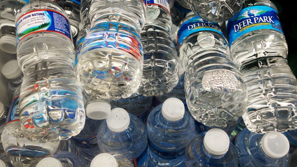 Bottles of water for sale.