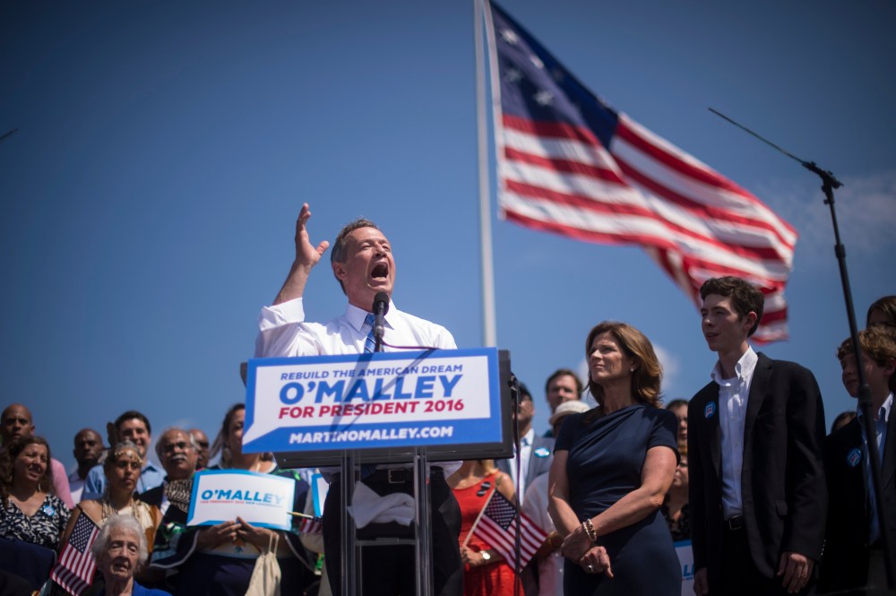 Former Maryland Gov. Martin O'Malley announces he is seeking the Democratic nomination for President of the United States of America during an event at Federal Hill Park in Baltimore, Md., May 30, 2015. (Photo by Jabin Botsford/The Washington Post/Getty)