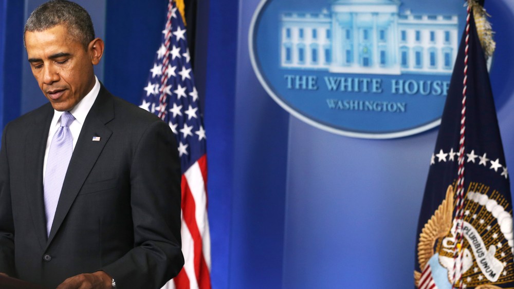 U.S. President Barack Obama speaks about the crisis in Ukraine, February 28, 2014.