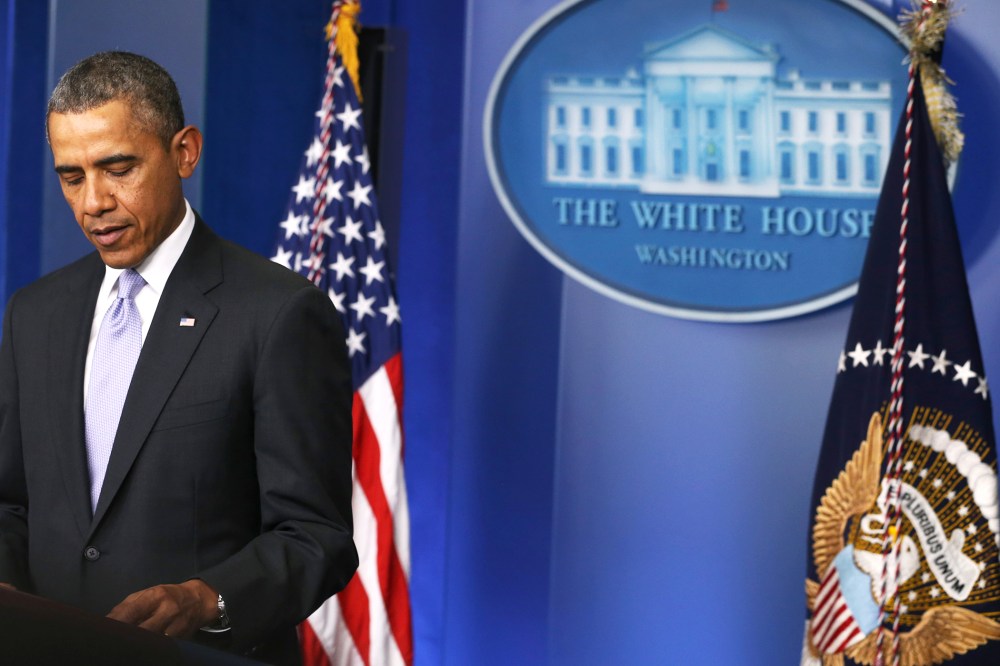 U.S. President Barack Obama speaks about the crisis in Ukraine, February 28, 2014.