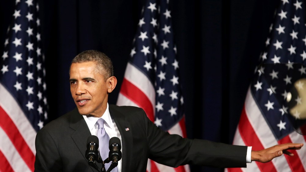 President Barack Obama delivers remarks during the Democratic National Committee's Winter Meeting, Feb. 28, 2014 in Washington, DC.