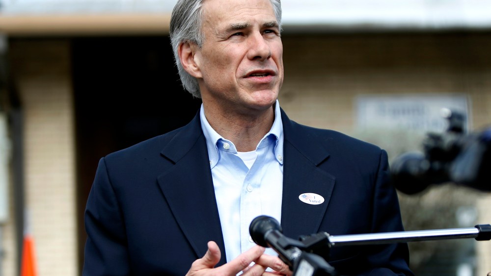 Republican candidate for governor, Texas Attorney General Greg Abbott speaks to the press after voting in the Texas primary at Western Hills Church of Christ, March 4, 2014 in Austin, Texas.