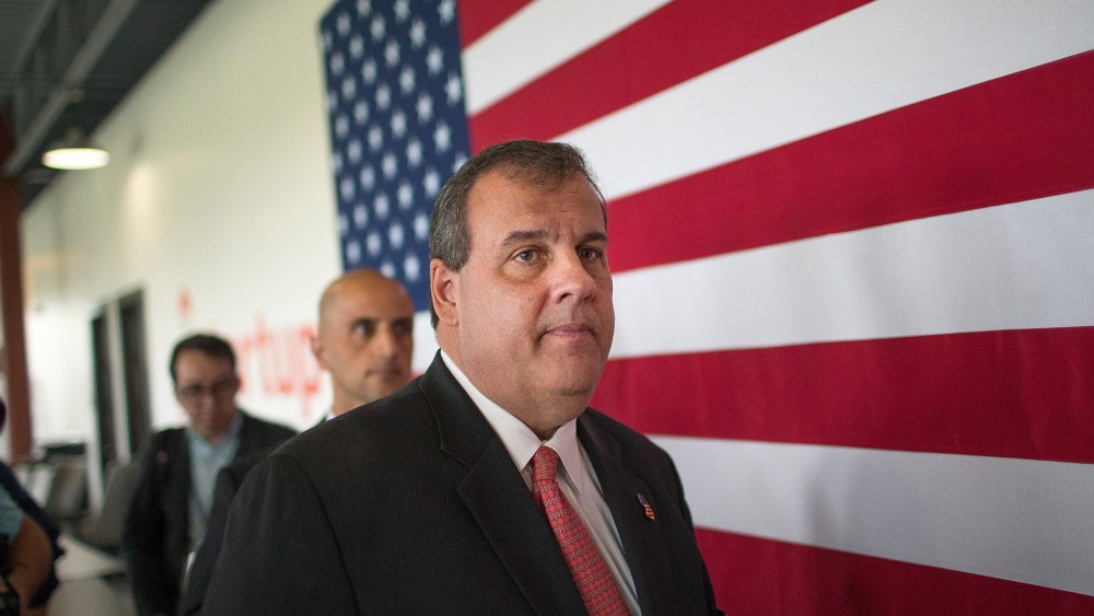 New Jersey Governor Chris Christie leaves a campaign event on June 12, 2015 in Cedar Rapids, Iowa. (Photo by Scott Olson/Getty)