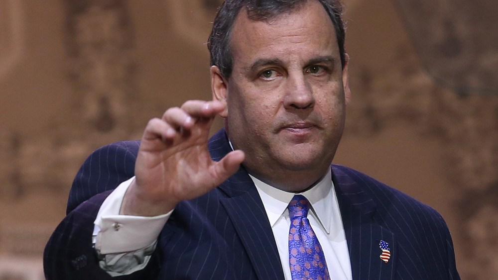Gov. Chris Christie (R-NJ) after speaking at the CPAC Conference, on March 6, 2014 in National Harbor, Maryland.