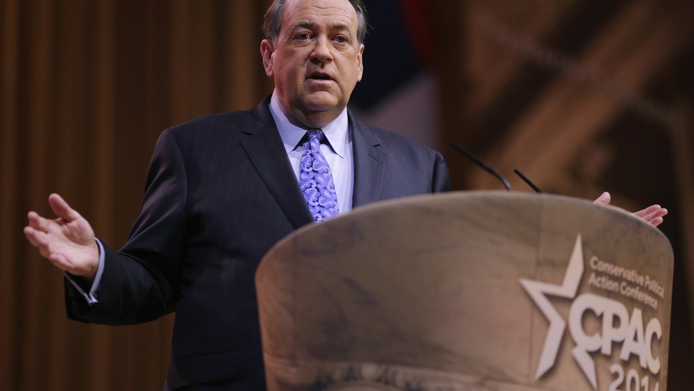 Former Arkansas Governor Mike Huckabee speaks during the second day of the Conservative Political Action Conference at the Gaylord International Hotel and Conference Center on March 7, 2014 in National Harbor, Md.