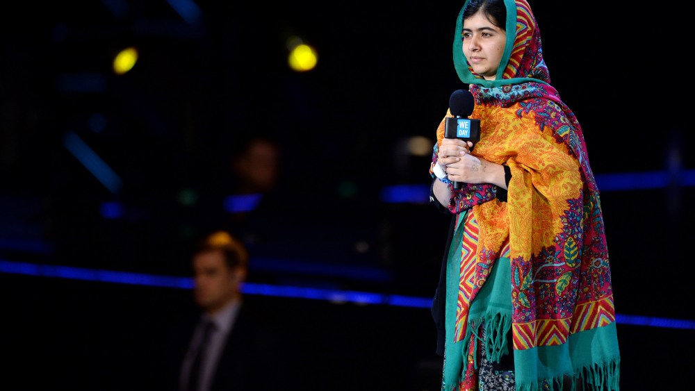 Malala Yousafzai onstage at a charity event, March 7, 2014, in London, England.