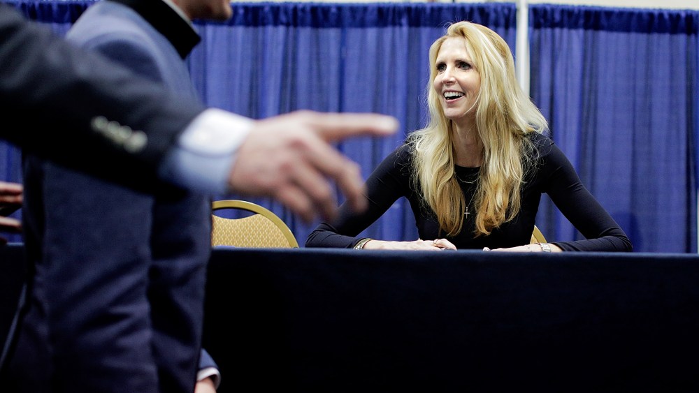 Ann Coulter signs books during the 41st annual Conservative Political Action Conference, March 8, 2014.