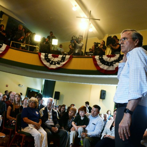 Republican presidential candidate and former Florida Gov. Jeb Bush spreaks during a town hall event at Adams Memorial Opera House June 16, 2015 in Derry, N.H. (Photo by Darren McCollester/Getty)