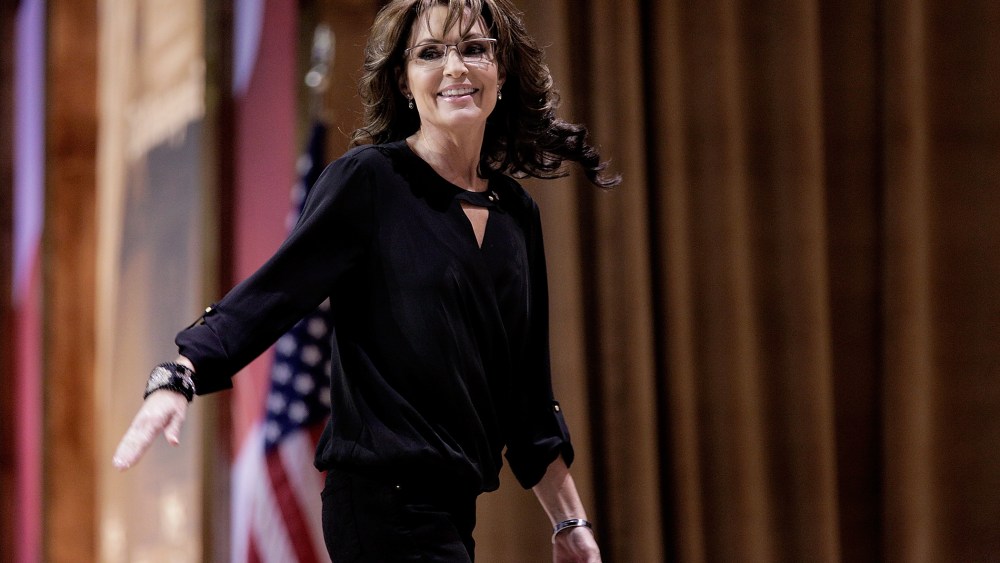 Sarah Palin waves as she leaves the stage during the 41st annual Conservative Political Action Conference on March 8, 2014 in National Harbor, Maryland.
