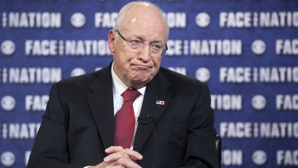In this handout from CBS News, former U.S. Vice President Dick Cheney talks during "Face the Nation" March 9, 2014 in Washington, D.C.