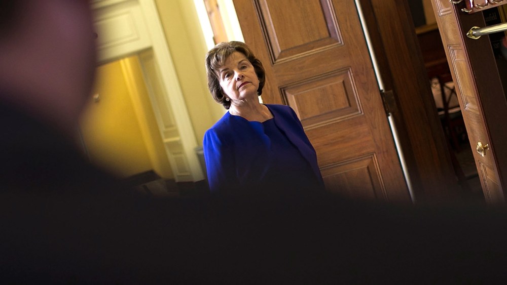Sen. Dianne Feinstein (D-CA) speaks with reporters, Mar. 11, 2014.