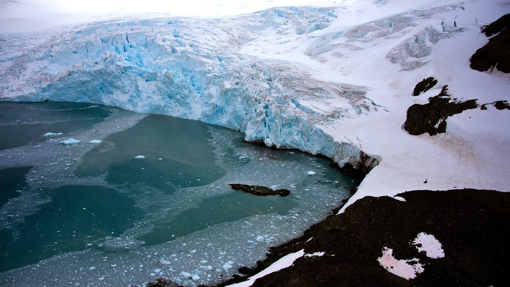 View of a glacier in front of Brazil's Comandante Ferraz base, in Antarctica on March 10, 2014.