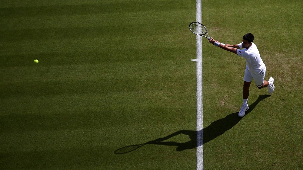 Novak Djokovic of Serbia trains on day one of the Wimbledon tennis tournament on June 29, 2015 in London, England.