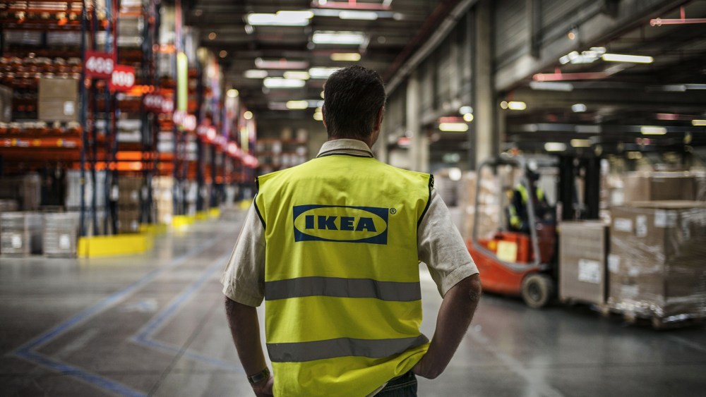 An employee is at work at a warehouse of world's largest furniture retailer Ikea, on March 18, 2014.