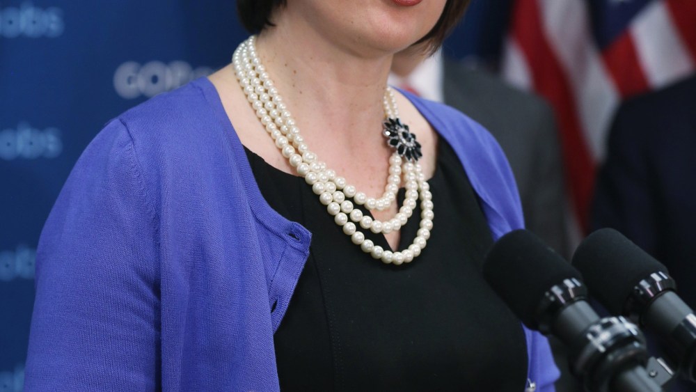 Rep. Cathy McMorris Rodgers (R-WA) speaks to the media at the U.S. Capitol March 25, 2014 in Washington, D.C.