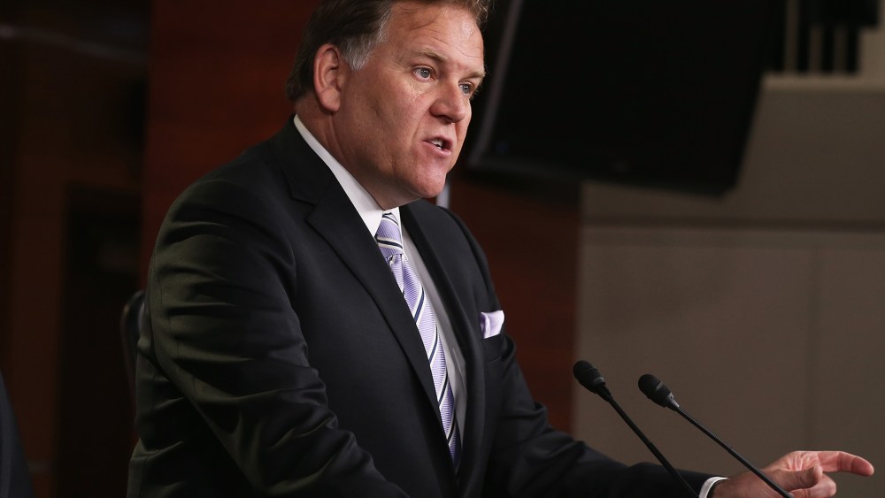 House Intelligence Chairman Mike Rogers (R-MI) (R) speaks to the media at a news conference on Capitol Hill, March 25, 2014 in Washington, D.C.