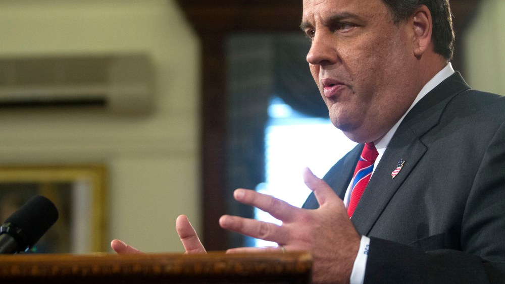 NJ Gov Christie Holds News Conference At Statehouse