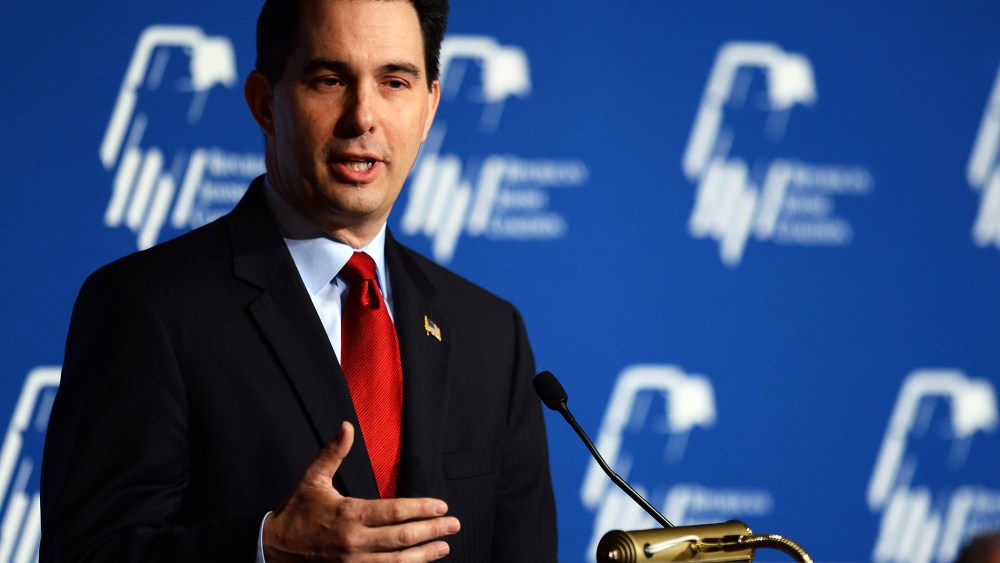 Wisconsin Gov. Scott Walker speaks during the Republican Jewish Coalition spring leadership meeting, March 29, 2014 in Las Vegas, Nevada.