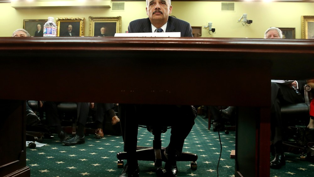 Attorney General Eric Holder listens to questions during a House Appropriations Committee hearing on Capitol Hill, on April 4, 2014 in Washington, DC.