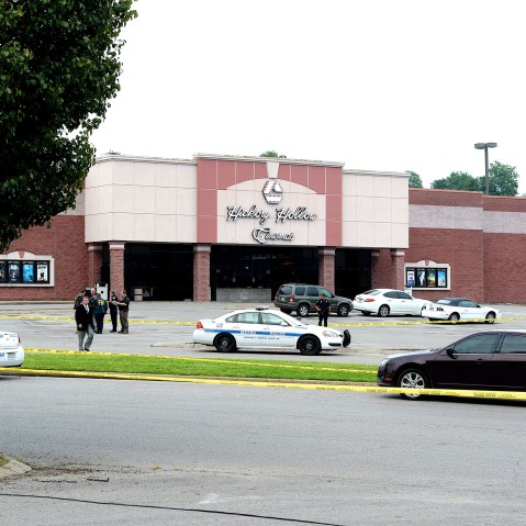 Police work outside Hickory Hollow Cinemas after an unidentified gunman was shot dead on August 5, 2015 in Antioch, Tenn. (Photo by Jason Davis/Getty)