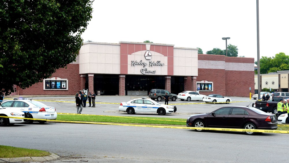 Police work outside Hickory Hollow Cinemas after an unidentified gunman was shot dead on August 5, 2015 in Antioch, Tenn. (Photo by Jason Davis/Getty)