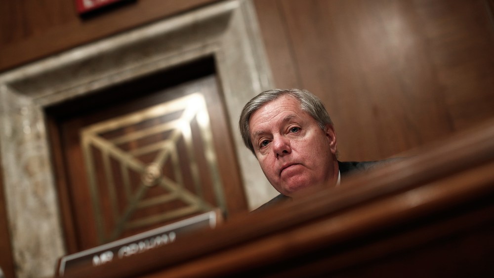 Sen. Lindsey Graham (R-SC) listens during a hearing by a subcommittee of the Senate Appropriations Committee April 8, 2014 in Washington, D.C.
