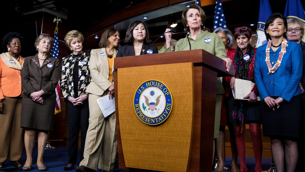 House Minority Leader Nancy Pelosi (D-CA) speaks during a news conference to mark Equal Pay Day, on Capitol Hill, April 8, 2014.