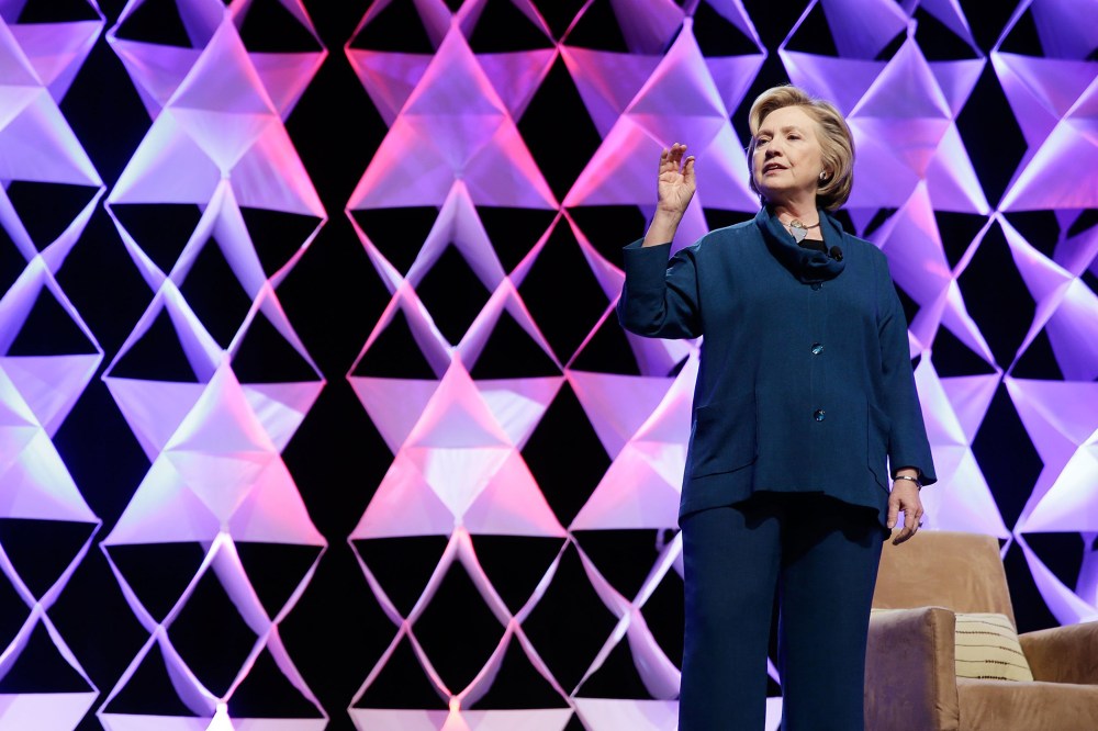 Former Secretary of State Hillary Clinton delivers remarks at the Institute of Scrap Recycling Industries conference in Las Vegas, Nevada on April 10, 2014.