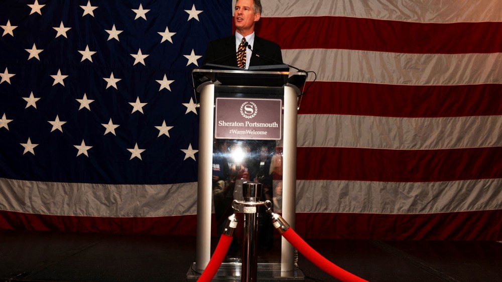 Scott Brown formally announces his candidacy for U.S. Senate April 10, 2014 at Sheraton Portsmouth Harborside Hotel in Portsmouth, New Hampshire.