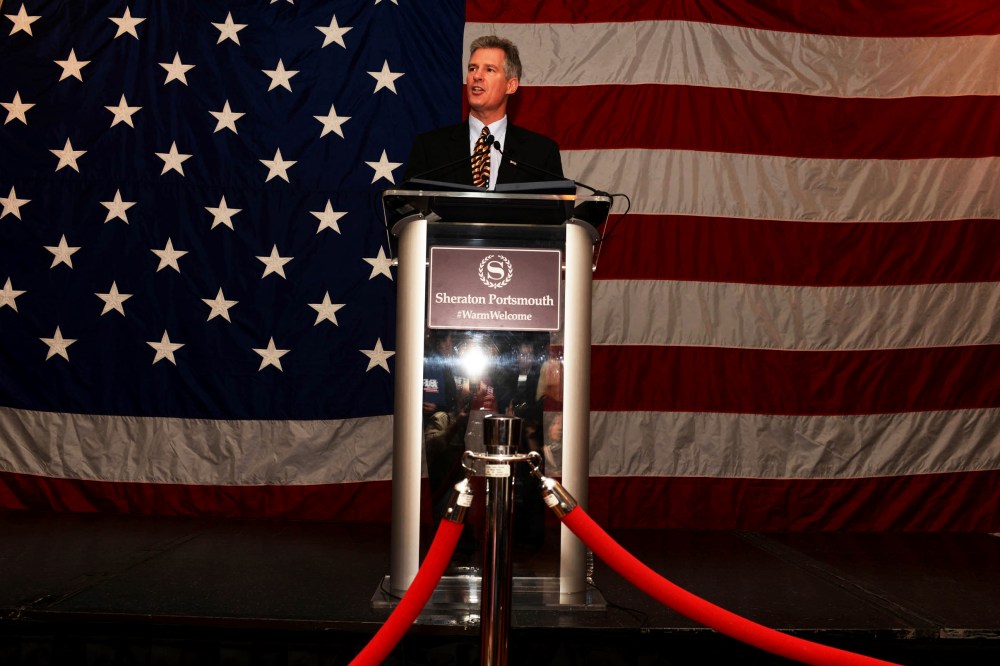 Scott Brown formally announces his candidacy for U.S. Senate April 10, 2014 at Sheraton Portsmouth Harborside Hotel in Portsmouth, New Hampshire.