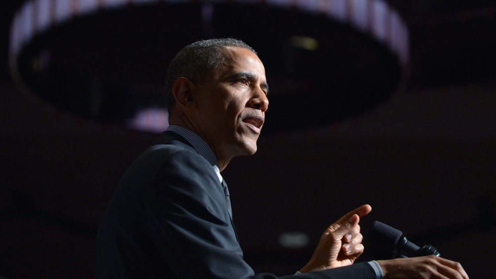 US President Barack Obama speaks hotel in New York on April 11, 2014.