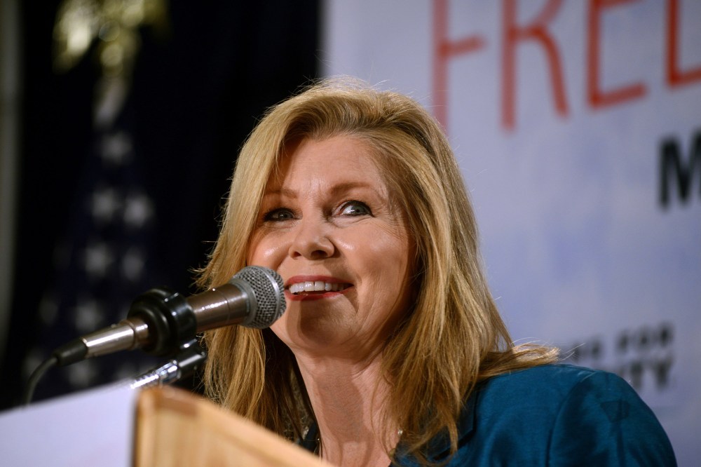 U.S. Representative Marsha Blackburn (R-TN) speaks at the Freedom Summit in Manchester, N.H., April 12, 2014.