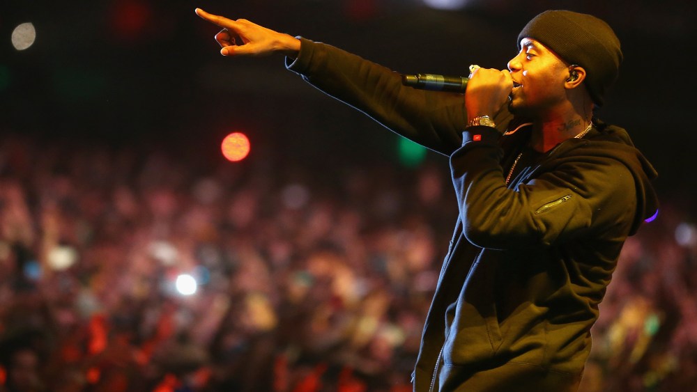 Rapper Nas performs onstage during the 2014 Coachella Valley Music & Arts Festival at the Empire Polo Club on April 12, 2014.