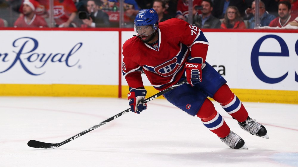 P.K. Subban #76 of the Montreal Canadiens skates during Game Four of the First Round of the 2014 NHL Stanley Cup Playoffs, April 22, 2014 in Montreal, Quebec, Canada.