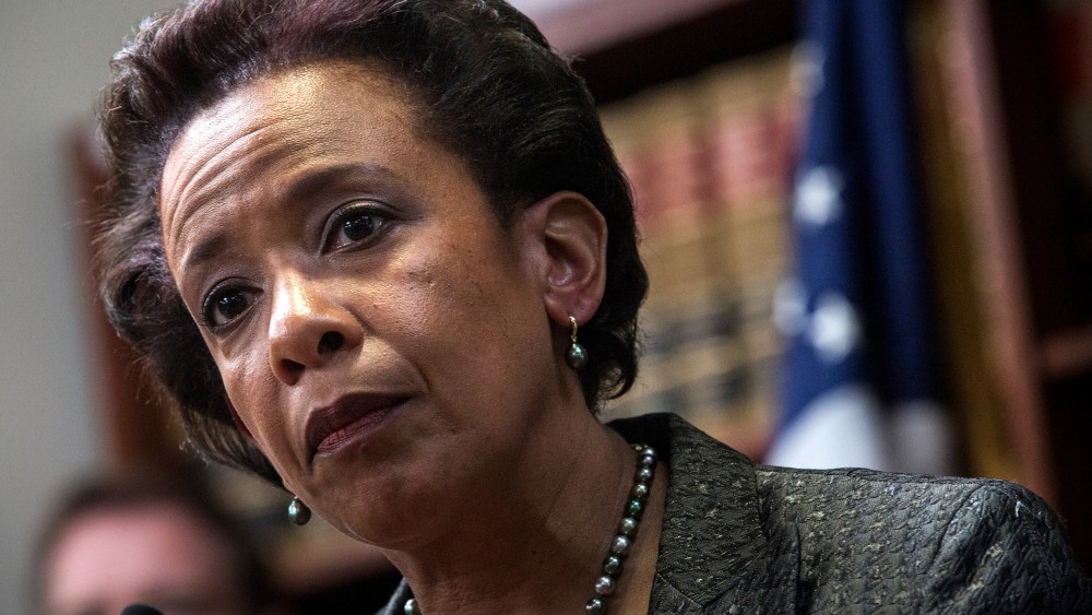 Loretta Lynch, United States Attorney for the Eastern District of New York, speaks at a press conference on April 28, 2014.