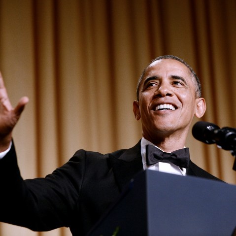 US President Barack Obama speaks at the annual White House Correspondent's Association Gala at the Washington Hilton hotel May 3, 2014 in Washington, DC. (Photo by Olivier Douliery/Pool/Getty)