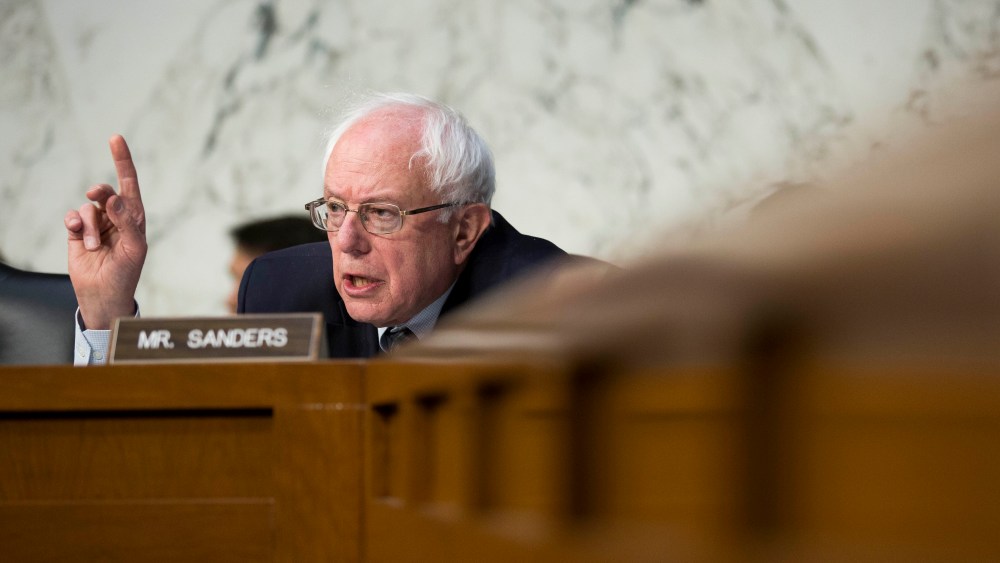 U.S. Sen. Bernie Sanders questions Federal Reserve Bank Chairwoman Janet Yellen on May 7, 2014 in Washington, DC. (Drew Angerer/Getty)