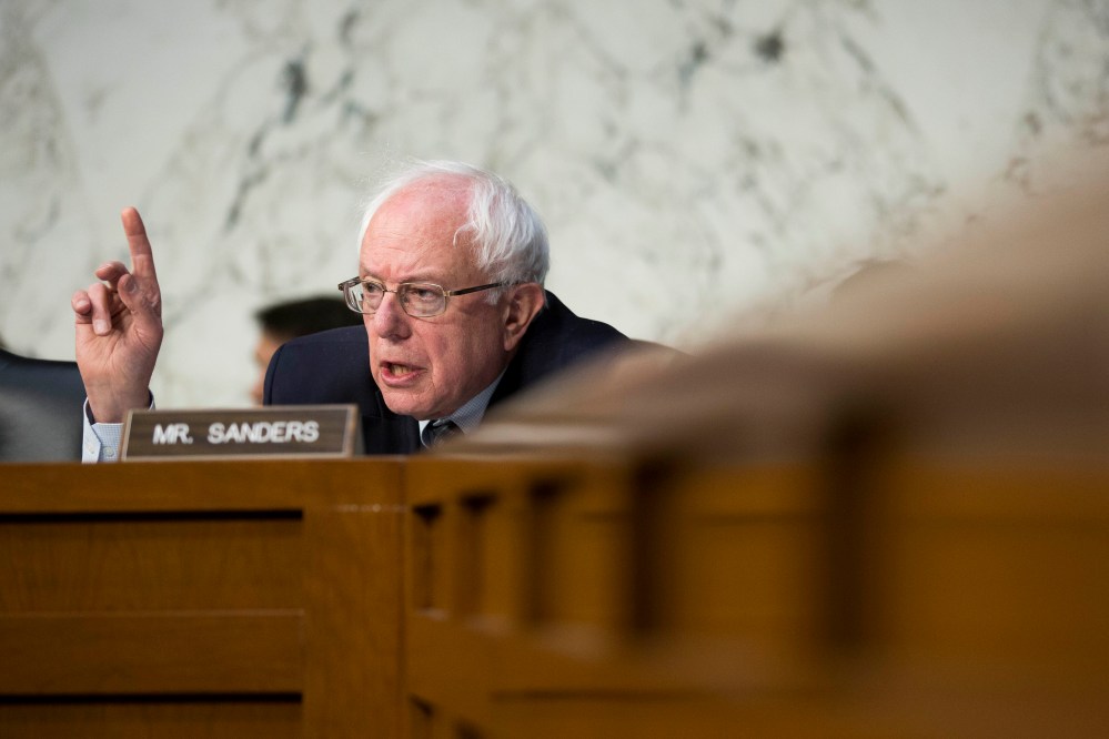 U.S. Sen. Bernie Sanders questions Federal Reserve Bank Chairwoman Janet Yellen on May 7, 2014 in Washington, DC. (Drew Angerer/Getty)